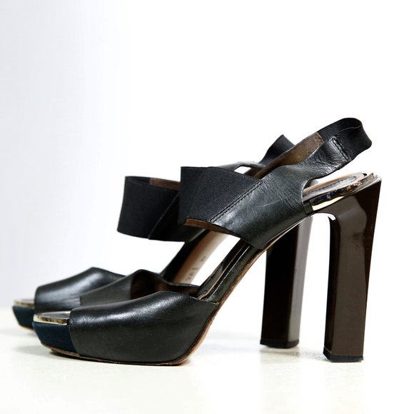 Marni Black Leather Strap Heels - Picture 1 of 3